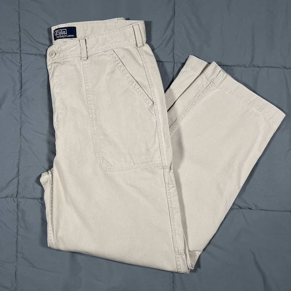 VTG Polo Ralph Lauren Pants Mens 36x32 Corduroy Utility Carpenter Chino Preppy